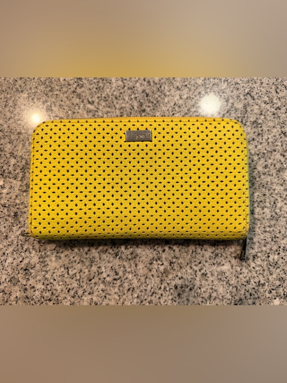 Jewell by Thirty-One Yellow Perforated Leather Wallet